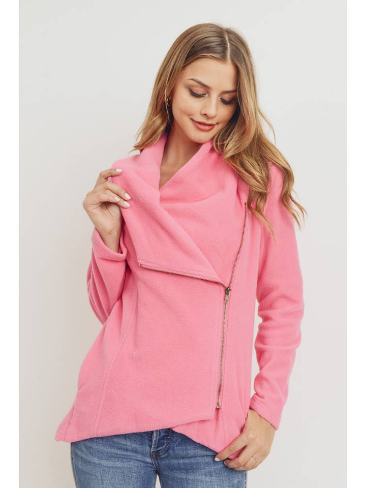 Asymmetrical Polar Fleece Zip Up Jacket for wholesale by Sweet Rain