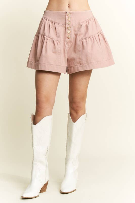 JADE BY JANE - Wholesale Shorts - Women's - SOLID HIGH WAIST RUFFLE PANTS22