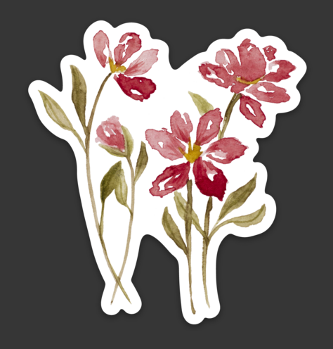 Lisee Ree Designs - Wholesale Sticker - Red Flowers Vinyl Sticker4