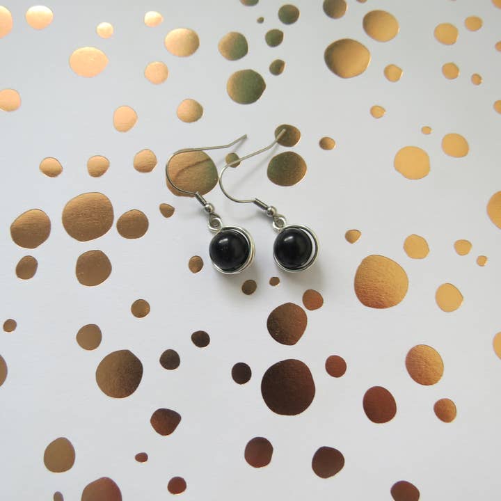 Crystal McMaster Jewellery Designer – Großhandel Ohrhänger – Schwarze baumelnde Edelstahlohrringe4