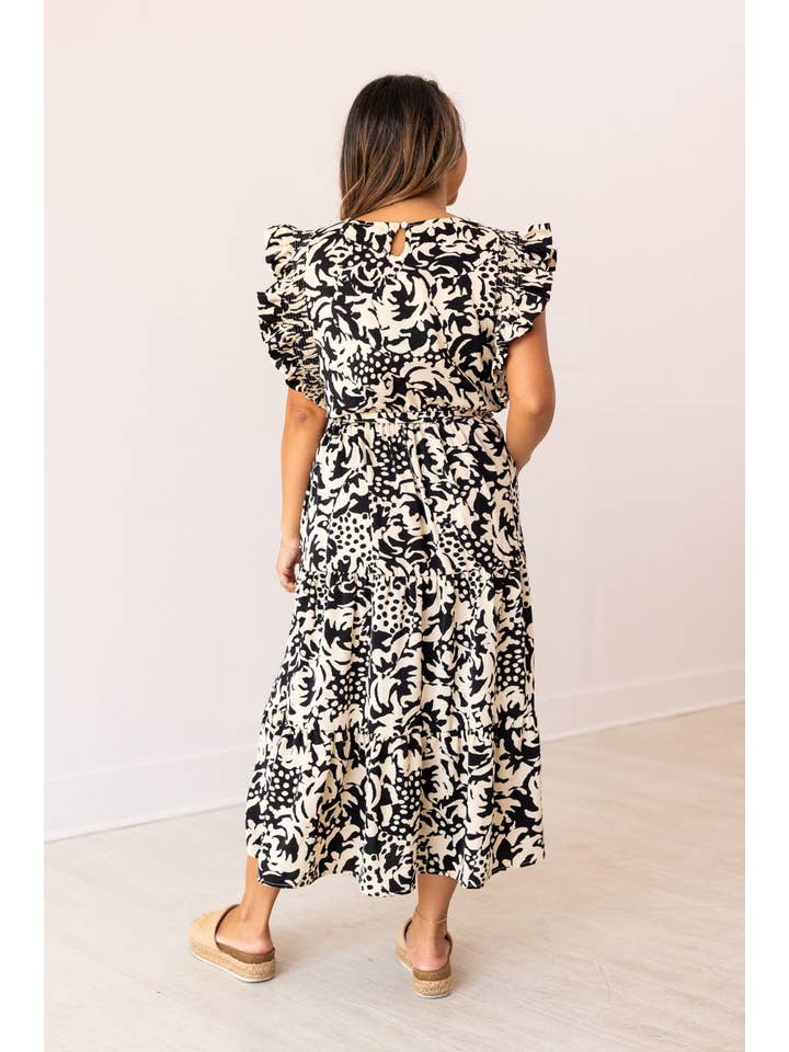 Beige and Black Abstract Dress for wholesale on Faire