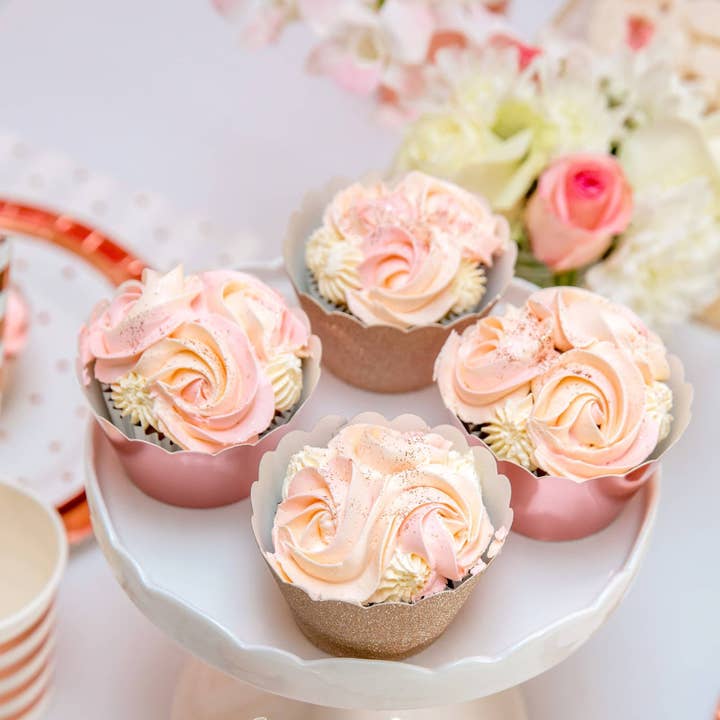 Illume Partyware - Venta al por mayor Tacita de papel para cupcakes - Envoltorio para cupcakes con purpurina rosa