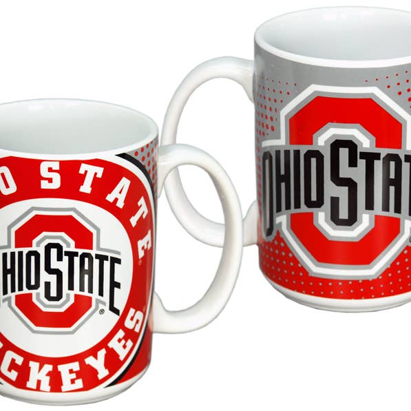 OHIO STATE BUCKEYES MUG CERAMIC GRANDE DOT PATTERN for wholesale by Jenkins Enterprises