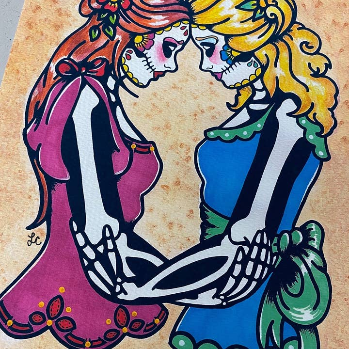 Dia de los Muertos Women "Siempre" Day of the Dead Art Print for wholesale by Illustrated Ink