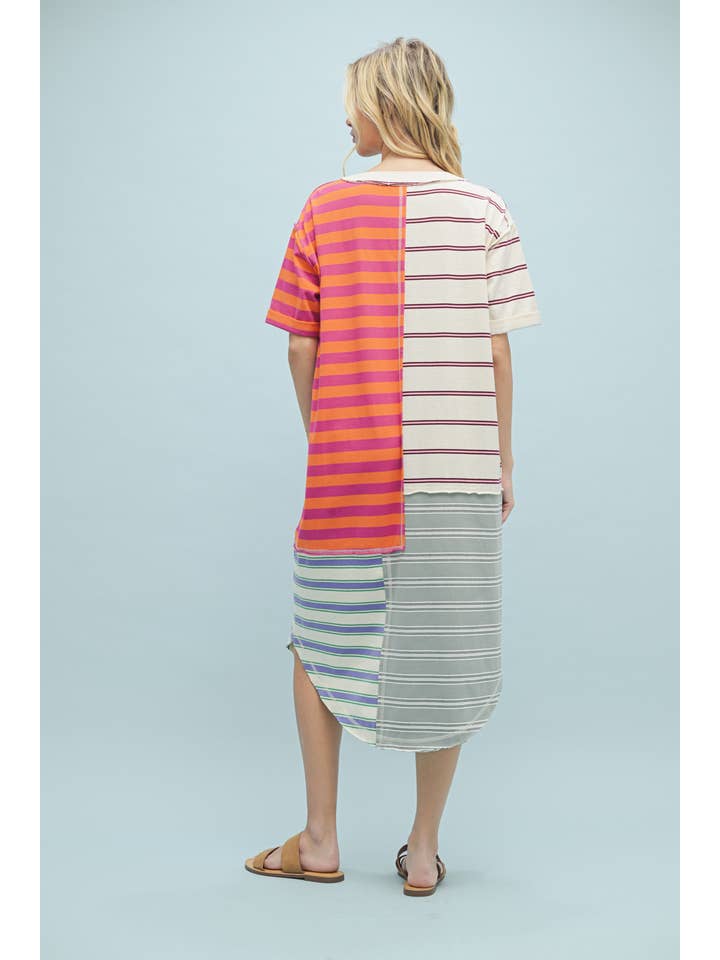 Wishlist Apparel - Wholesale Dress - Women's - MULTICOLOR STRIPED MIDI DRESS / WL25-10489