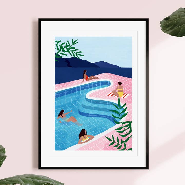 Pool Ladies A5, A4 et A3, impression artistique, décoration d'intérieur, affiche pour la vente par Maja Tomljanovic