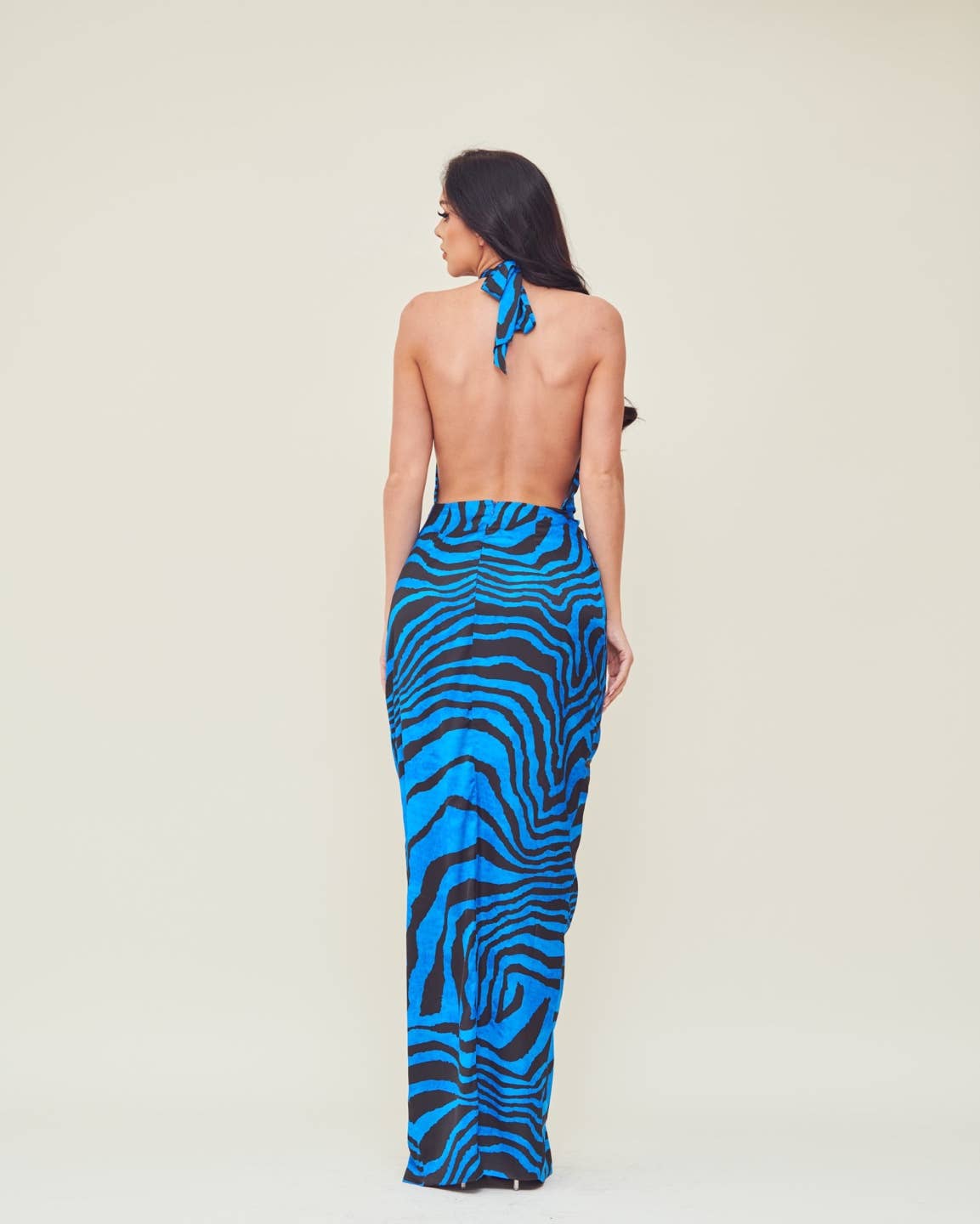 WFFS - Wholesale Dress - Women's - Satin Zebra Print Maxi Dress7