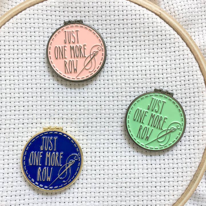 Snarky Crafter Designs - Wholesale Knitting/Crochet Supplies - Just One More Row Cross Stitching Enamel Needle Minder