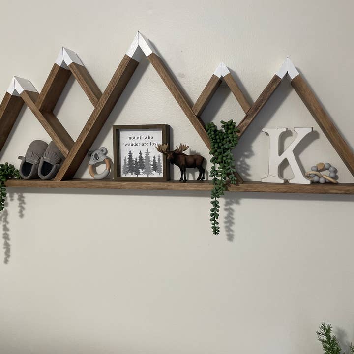 Northwoods Shops - Wholesale Wall Mounted Shelf - Mountain Snow Shelf | Wood Mountain Shelf | Floating Shelf