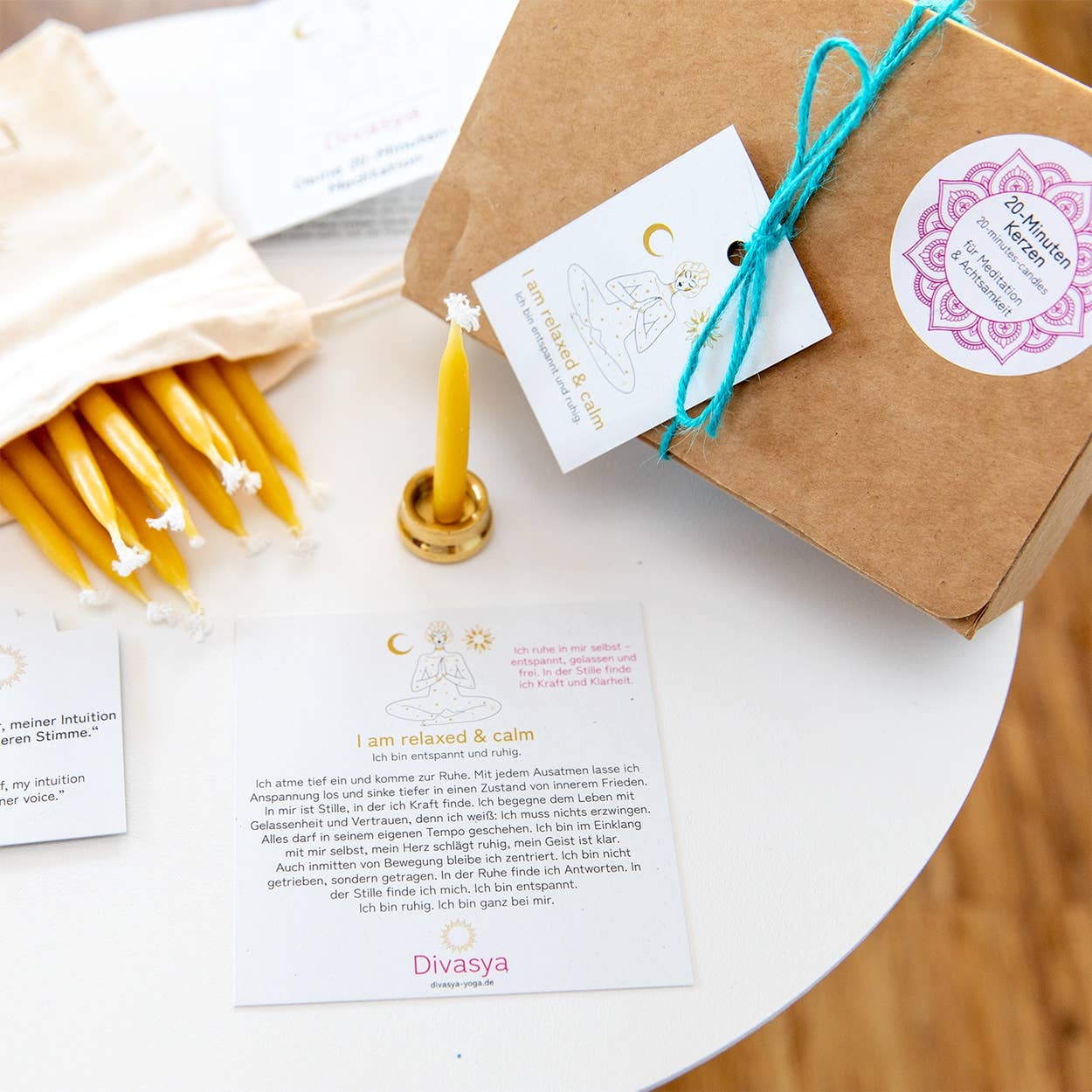 Divasya - Wholesale Meditation Supplies - 20-Minute Candles | Gift Set | I am relaxed & calm1