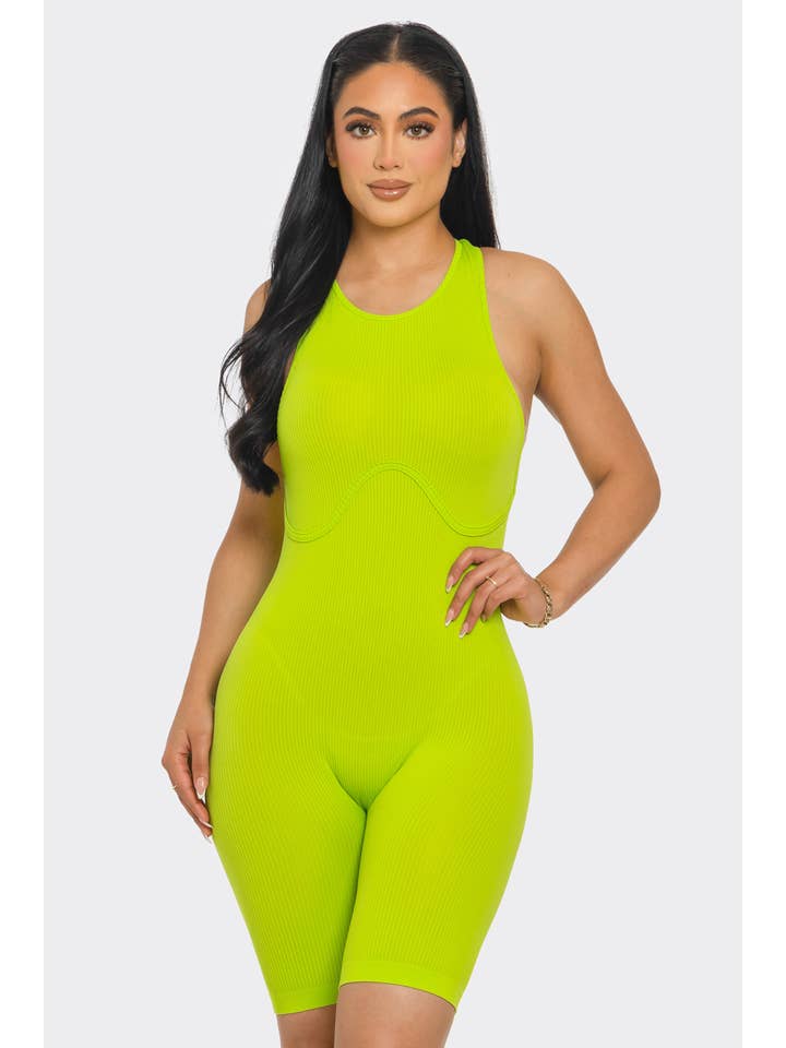 Lime All the Time - Vendita all'ingrosso Tutina - Donna - Tutina Bodycon Yoga Racerback con cerniera8