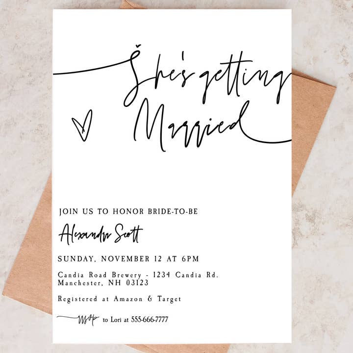 Minimalist Bridal Shower Invitation for wholesale by TipsyCards
