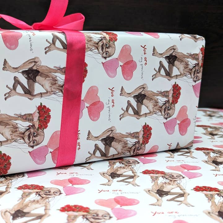 Hes Designs - Wholesale Flat Wrap - Funny Valentine Gollum wrapping paper, LOTR gift wrap5