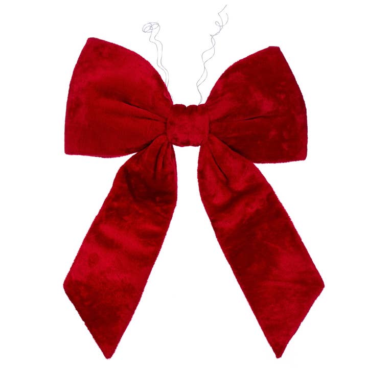 Vickerman 24" x 32" Red Faux Fur Bow for wholesale on Faire0