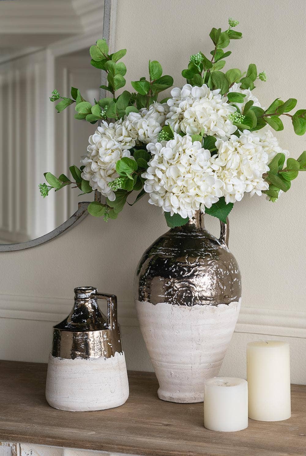 A&B Home Group Inc. - Wholesale Vase - D8x15" Wide Terracotta Jug Vase w/ Metallic Bronze & Tan1