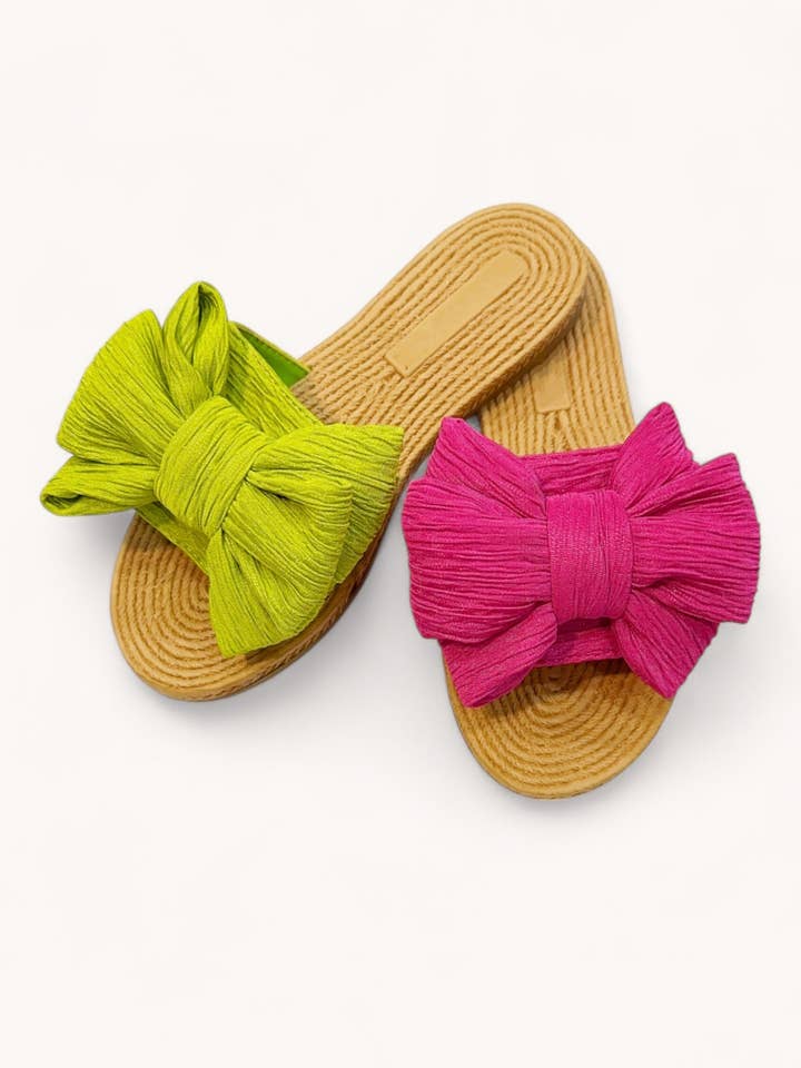 CCOCCI - Wholesale Sandals - Women's - ATHENA-50 CRINKLE FABRIC BIG RIBBON UPPER SANDALS