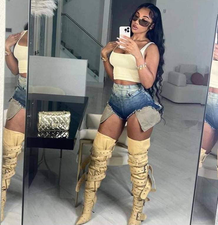 blue gradient color design denim shorts for wholesale on Faire0