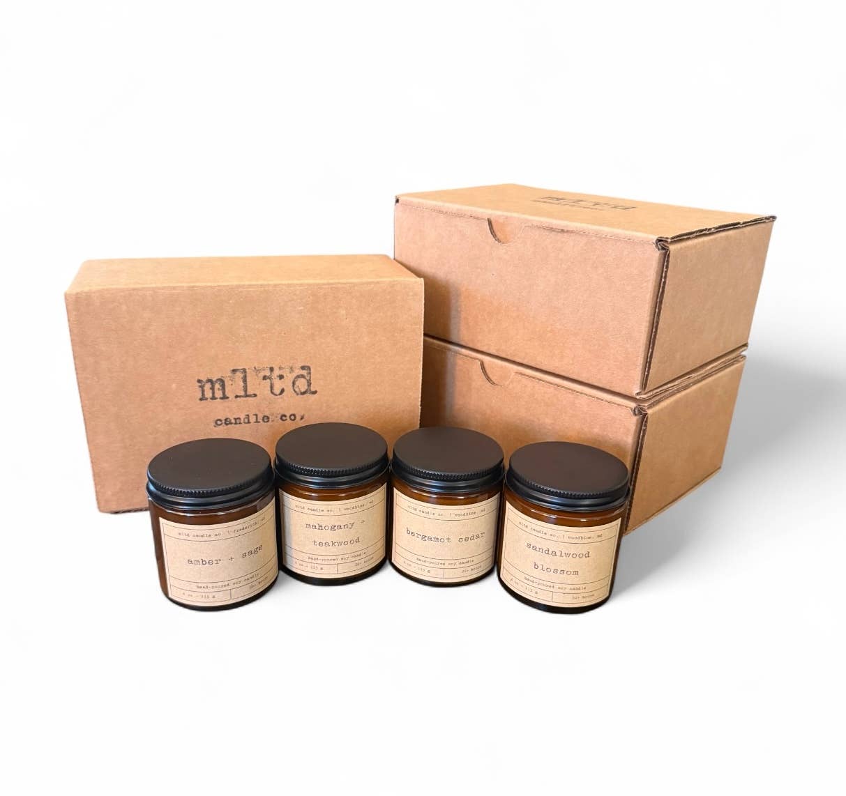 MLTD Candle Co. - Wholesale Jar/Filled Candle - Warm and Woodsy Candle Sampler Pack: Soy Candle Gift Set6