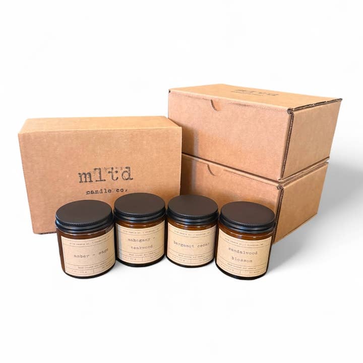 MLTD Candle Co. - Wholesale Jar/Filled Candle - Warm and Woodsy Candle Sampler Pack: Soy Candle Gift Set6