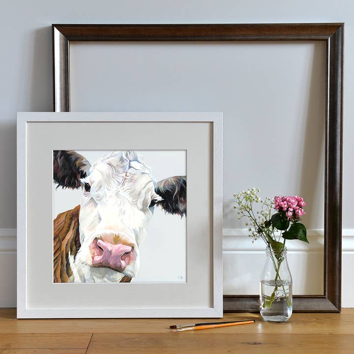 Lauren's Cows – wholesale Art print – Mounted Giclee Cow Art Print (Beth, Hereford)