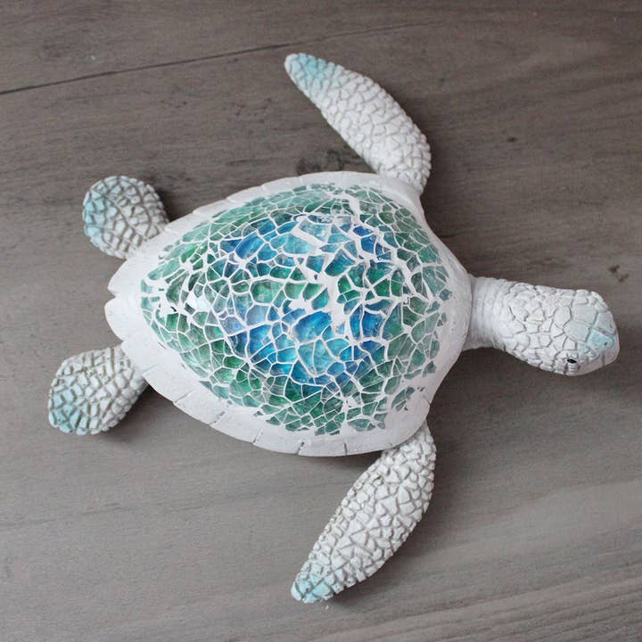 CB Home Collection - Wholesale Decorative Figurine - 6.25" Sea Turtle Blue and Green Mosaic Figurine1