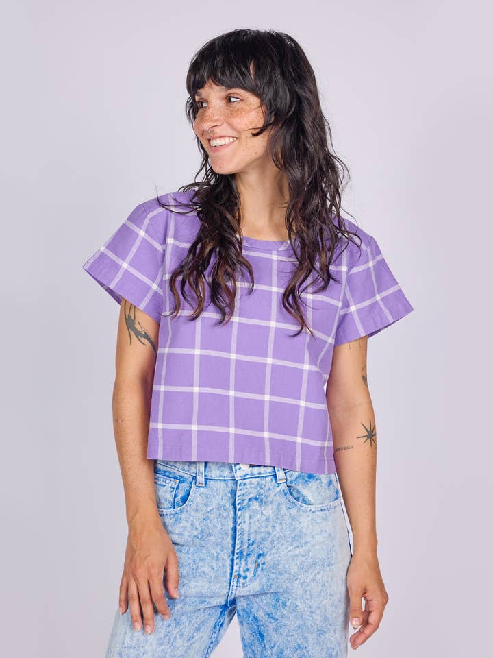 Majesty Grid Crop Top for wholesale by Mokuyobi
