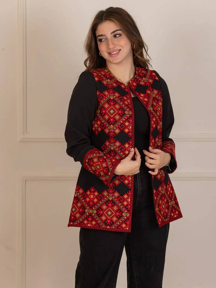 Palestinian Pattern Embroidered Jacket for wholesale by Palestinian Elegance