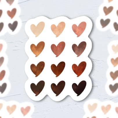 Brown Hearts Waterproof Vinyl Sticker for wholesale by Quirky Latina Co
