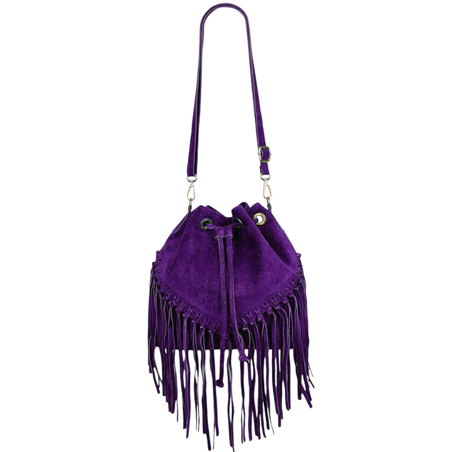MODARNO - Vente Sac porté épaule – femme - Sac en daim Modarno à franges 26x13x26 cm17