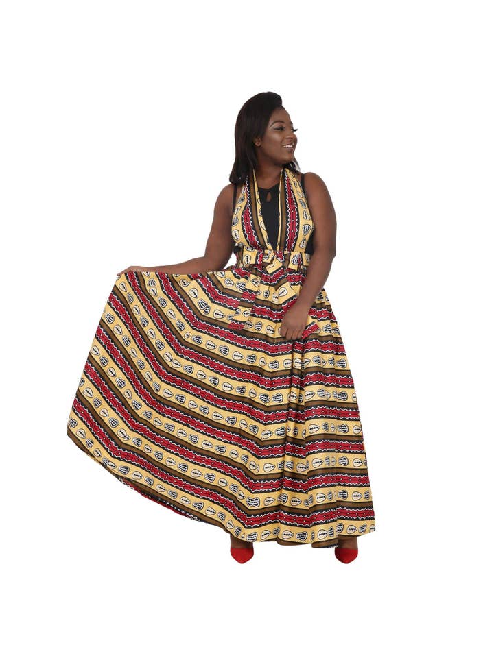 Advance Apparels – Engroshandel Nederdel - Dame – Tribal African Print Lang Maxi Nederdel Elastisk Talje 16317-901