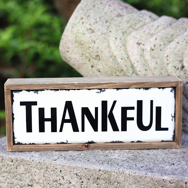 Paris Loft Inc - Wholesale Sign - Thankful Enamel Surface Decorative Inspirational Box Sign2