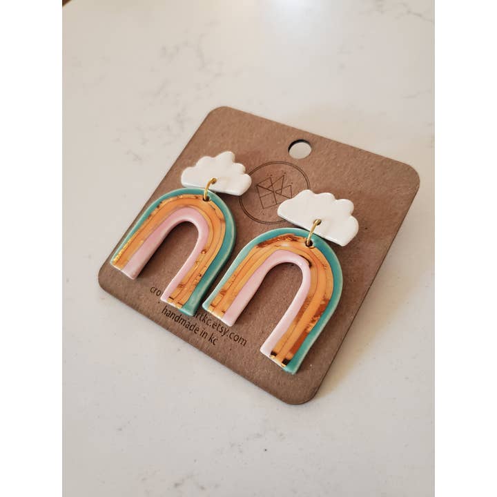 Cloud and Rainbow Earrings for wholesale by Crown & Heart
