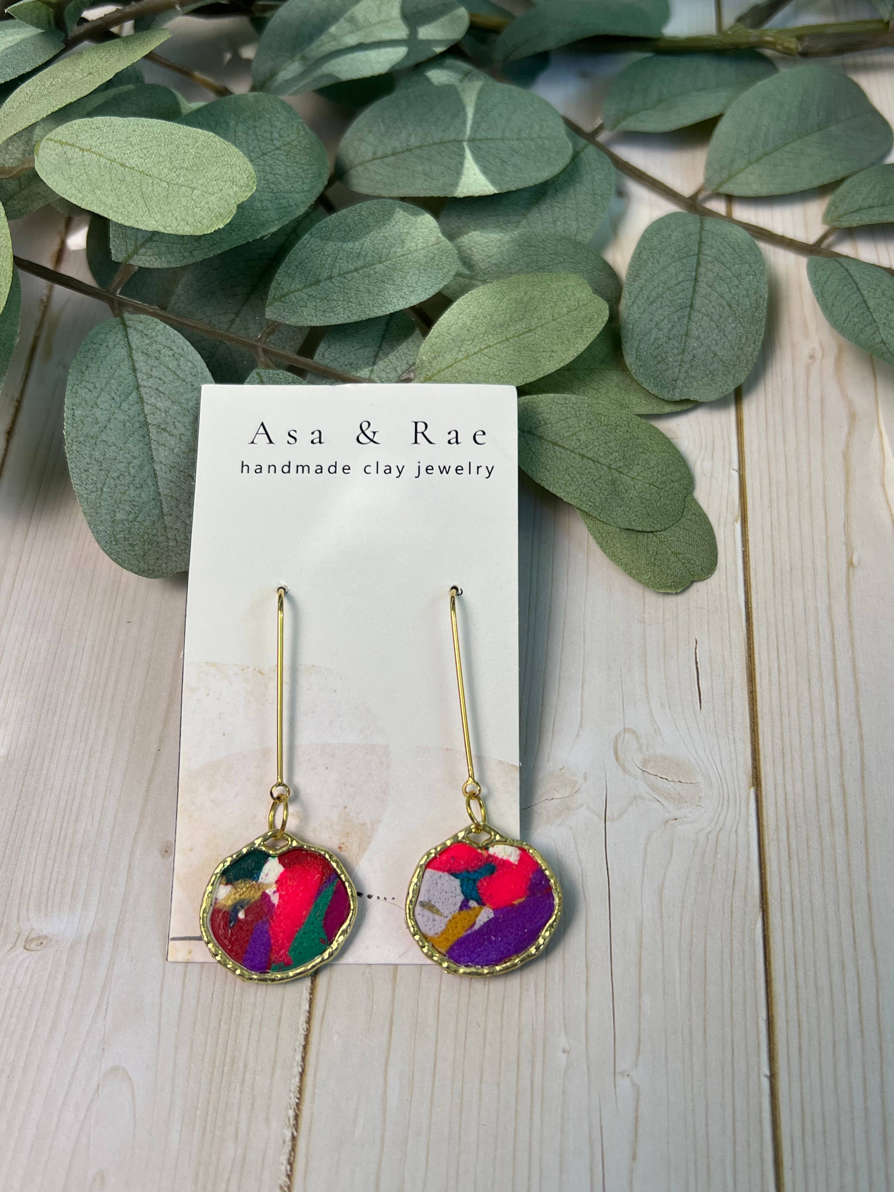 Asa&Rae - Wholesale Dangle Earrings - Abstract, Gold Ring Circle Drop Dangle 5