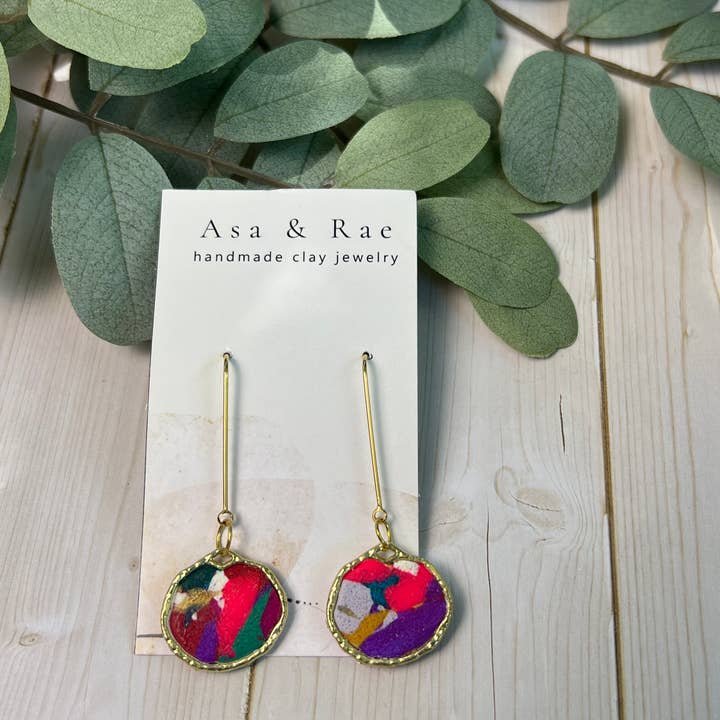 Asa&Rae - Wholesale Dangle Earrings - Abstract, Gold Ring Circle Drop Dangle 5