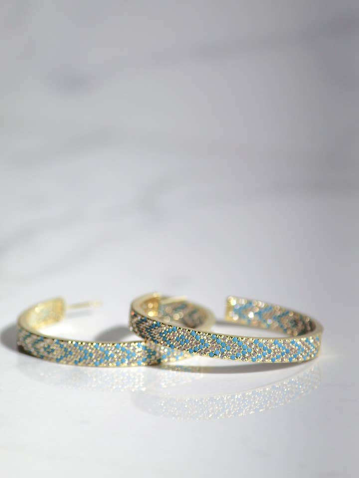 AXEL HOOPS- TURQUOISE COLORFUL HOOPS + 14K GOLD VERMEIL for wholesale by Native Gem