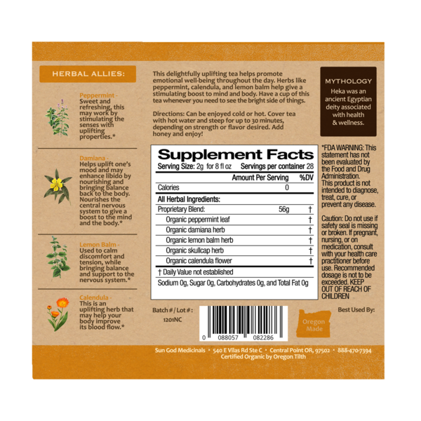 Sun God Medicinals - Vendita all'ingrosso Tè sfusi - Tè biologico Heka Happy 2oz1