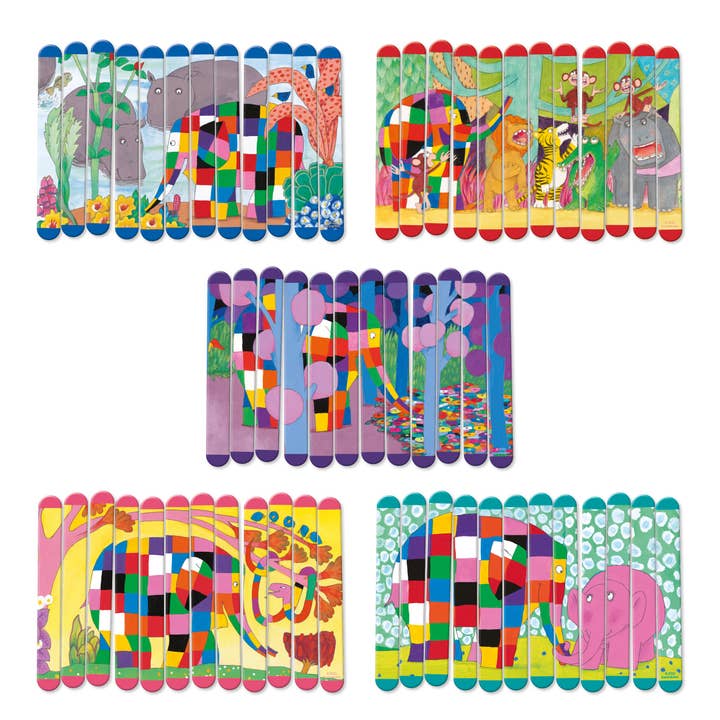 Robert Frederick Ltd - Wholesale Puzzle - Kids - Elmer Lolly Stick Puzzle - Create 5 Double-Sided Puzzles2