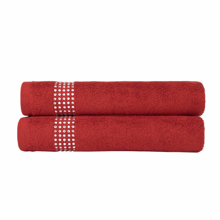 Sparkles Home – Engroshandel Håndklæde – Stripe Rhinestone håndklæde (sæt med 2)1