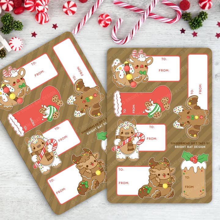 Gingerbread Nuggets Gift Tag Sheets (2 Pack) for wholesale by Bright Bat Design