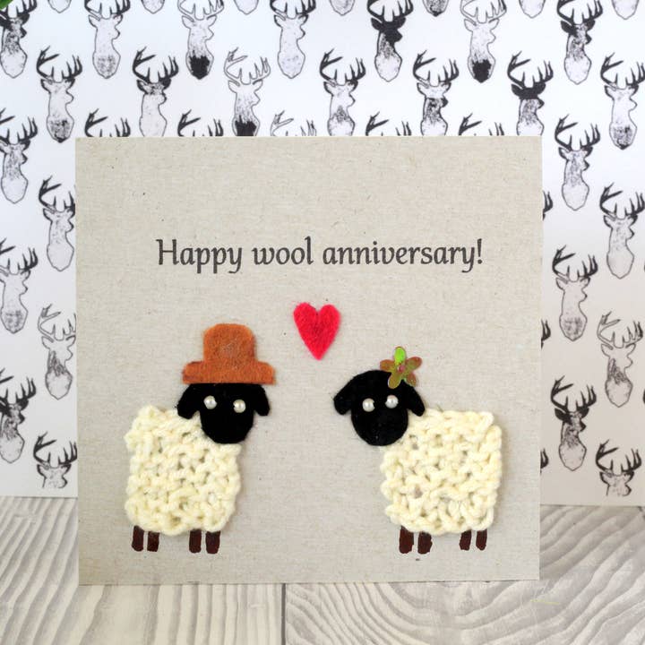 Lenasminiland – wholesale Årsdagskort – Lycklig ull årsdagen stickade fårkort, handgjorda tacka gif7