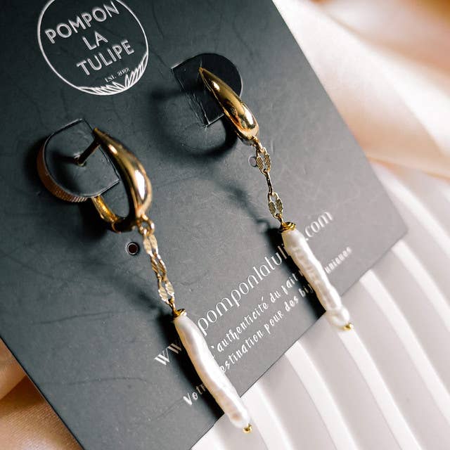 Pompon La Tulipe – Großhandel Ohrhänger – Zucchini-Ohrringe mit barocken Perlen3