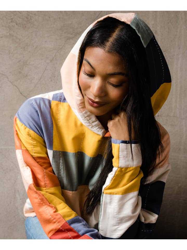 Anchal - Wholesale Hoodie - Women's - Multi-Check Quilted Hoodie