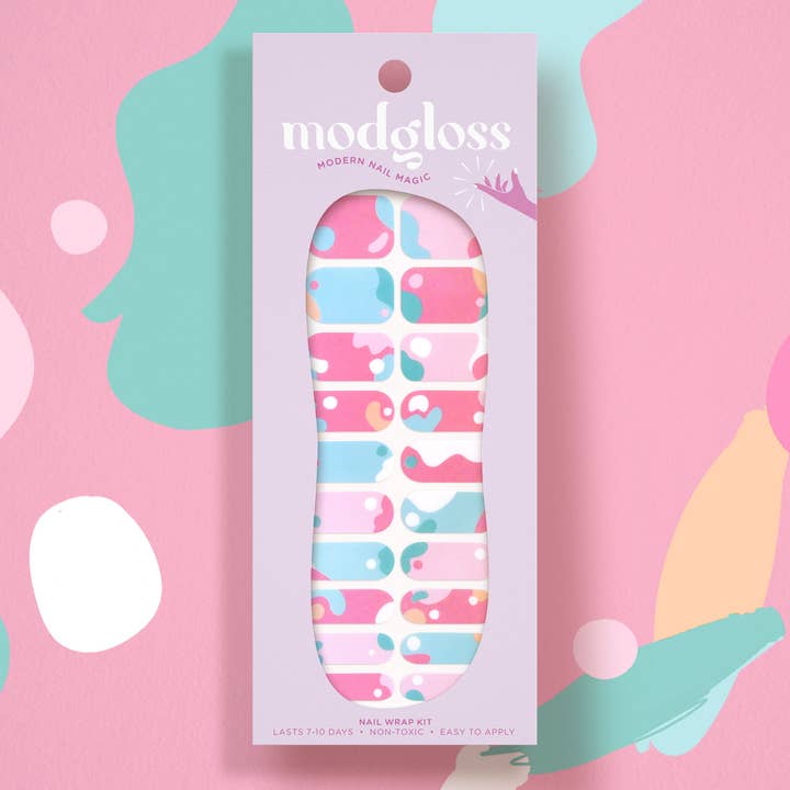 Pink Modern Abstract Nail wraps | "Dreamhouse Couture" for wholesale by Modgloss