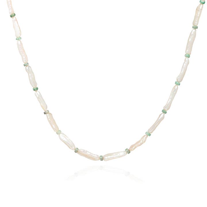 Nola Biwa Pearl & Jade 14k Gold Choker for wholesale by Ella Palm