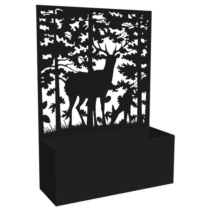 Deer Design Planter w/Trellis, Metal, Black for wholesale by Esschert Design USA