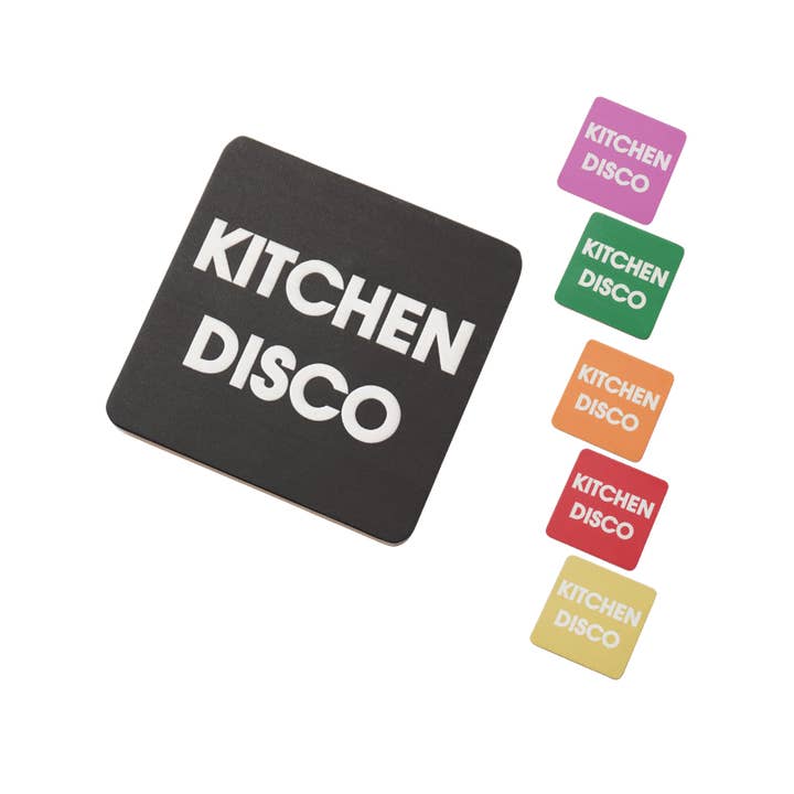 Kitchen Disco Bamboo Coaster Set – Assorted Colours (Pack of 6) for wholesale by Amber Bright Creations