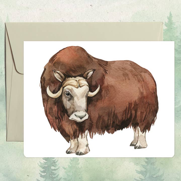 Biglietto d'auguri fatto a mano con bue muschiato per la vendita all'ingrosso da parte di Soul Familiar