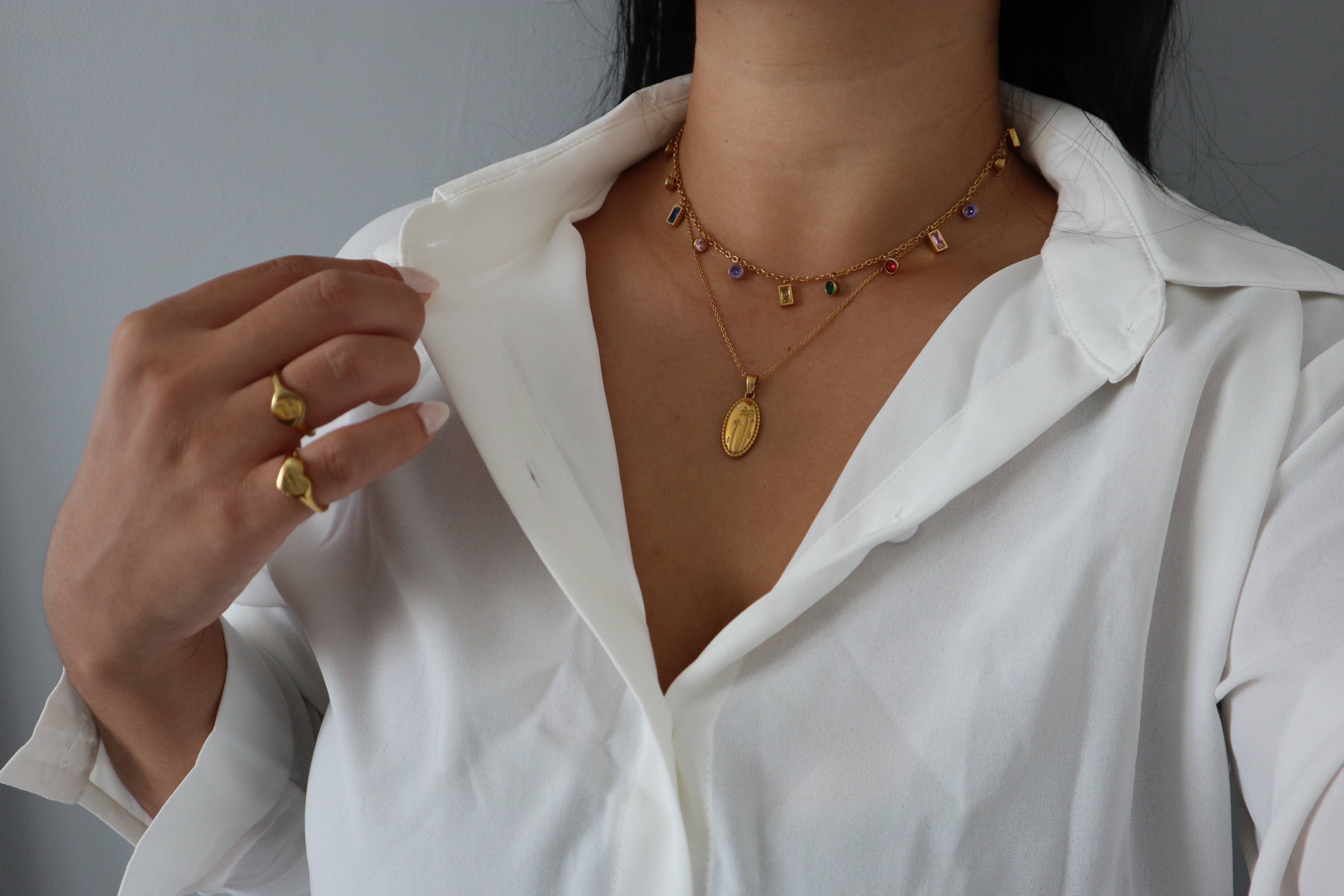 JESSA Jewelry - Vente Colliers à pendentif - Collier Kahlea | Collier à pierres précieuses multicolores1