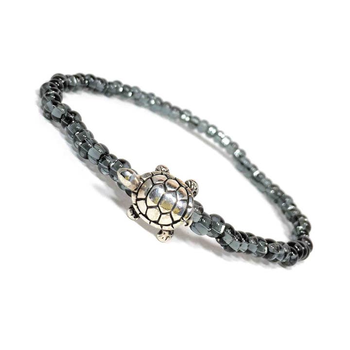 Turtle Silver Zinc on Black Diamond Glass for wholesale by Low Tide Island Design