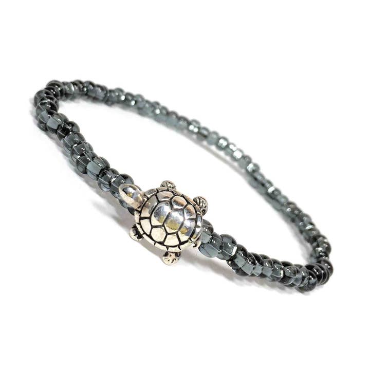 Sköldpadda Silver Zink på svart diamant glas för wholesale av Low Tide Island Design